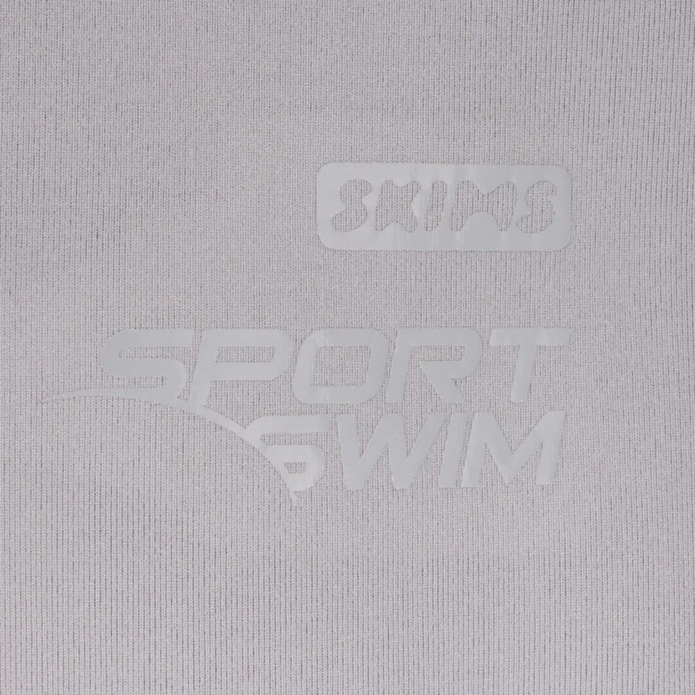 SKIMS Sport Swim Mock Neck Grey Chrome Sleeveless Zip Top NEW 2X